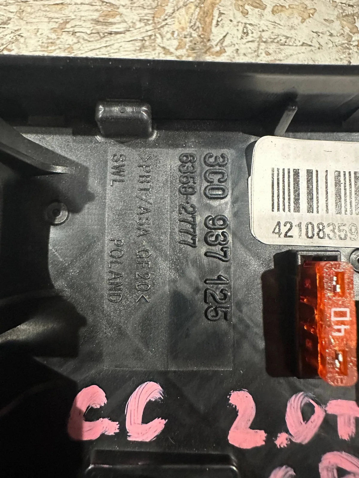 Bloc sigurante / relee Volkswagen PASSAT CC 3C0937125